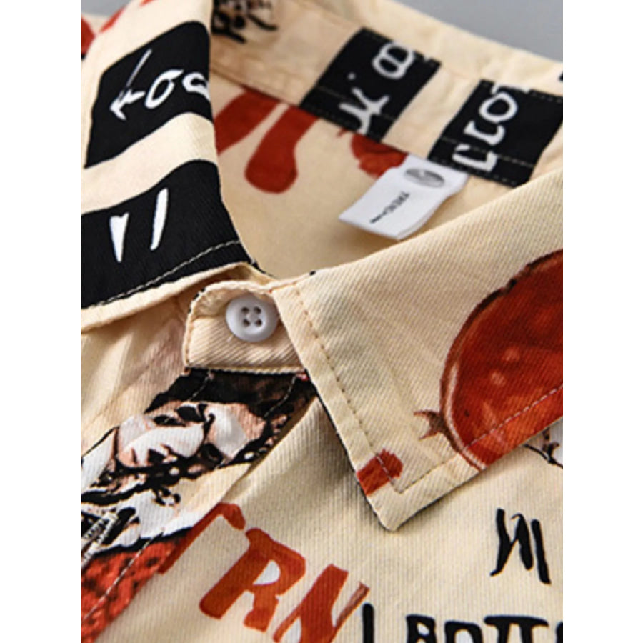 Men’s Plus Size Printed Short Sleeve Casual Shirt Apparel and Accessories