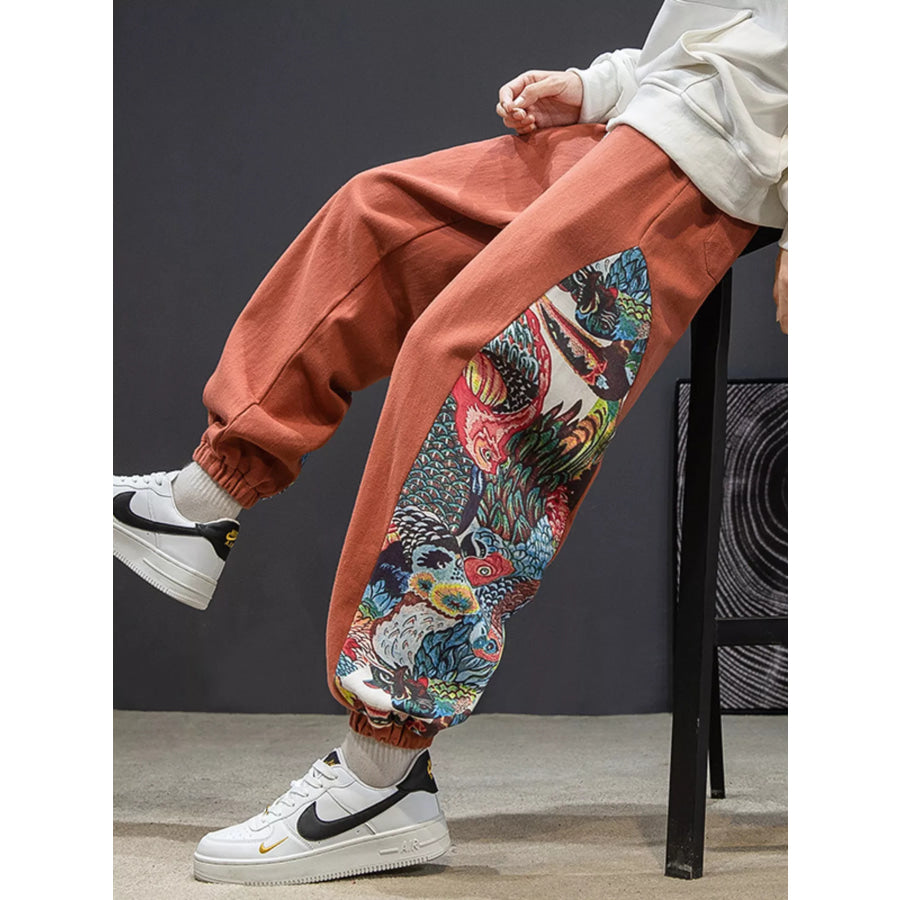 Men’s Plus Size Printed Side Panel Joggers Apparel and Accessories