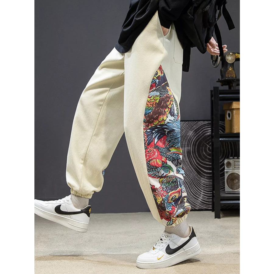 Men’s Plus Size Printed Side Panel Joggers Apparel and Accessories