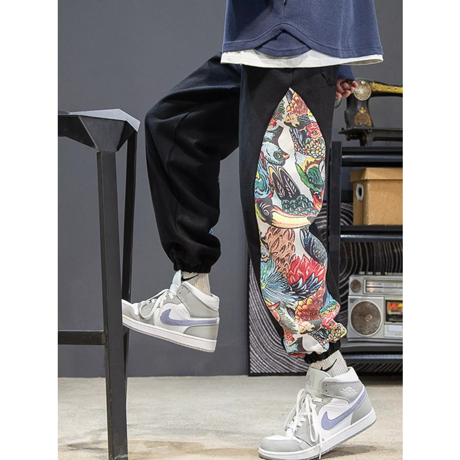 Men’s Plus Size Printed Side Panel Joggers Apparel and Accessories