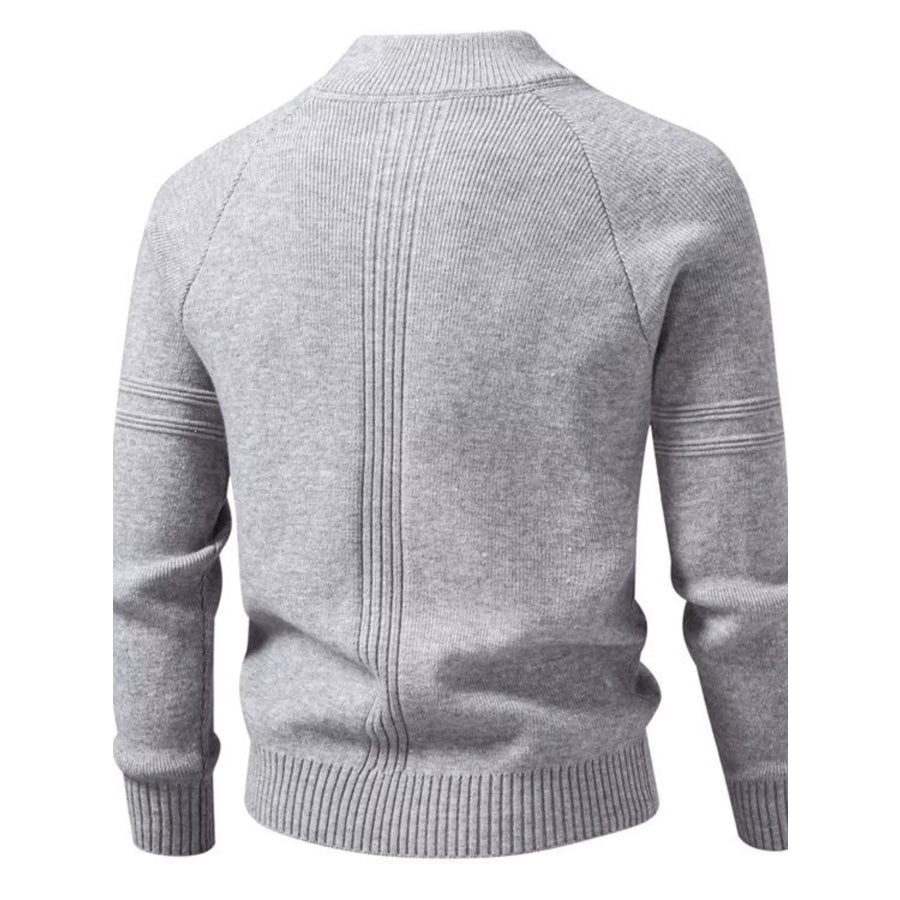 Men’s Plus Size Quarter-Zip Ribbed Knit Sweater Apparel and Accessories