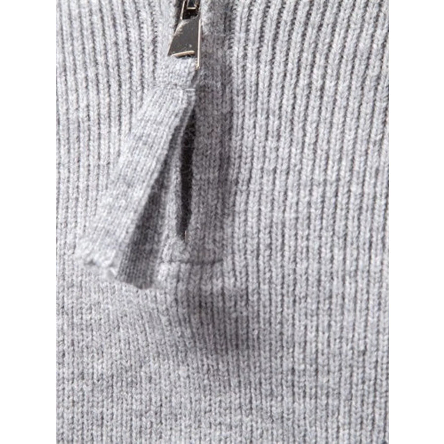 Men’s Plus Size Quarter-Zip Ribbed Knit Sweater Apparel and Accessories