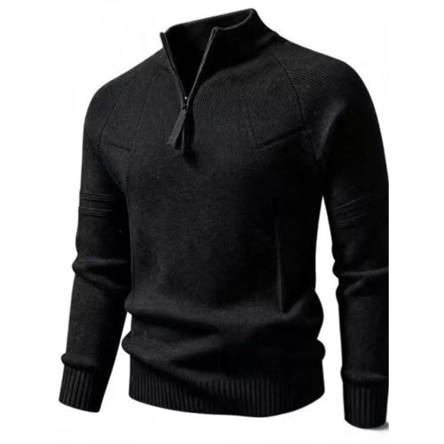 Men’s Plus Size Quarter-Zip Ribbed Knit Sweater Apparel and Accessories