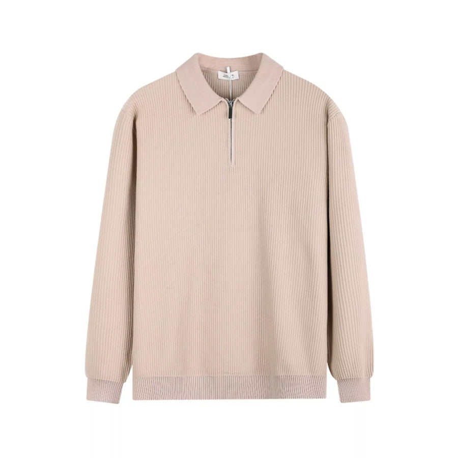 Men’s Plus Size Quarter-Zip Ribbed Knit Top Apparel and Accessories