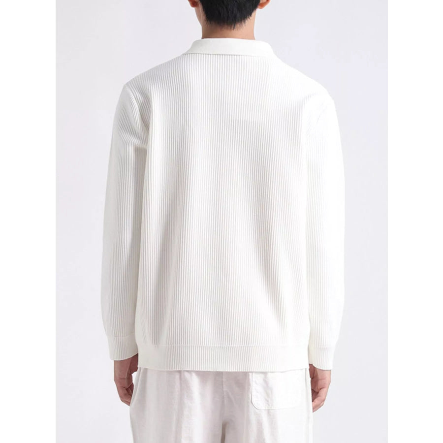 Men’s Plus Size Quarter-Zip Ribbed Knit Top Apparel and Accessories