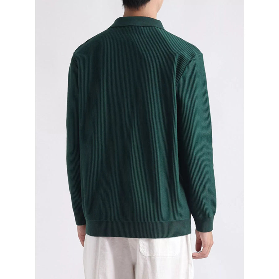 Men’s Plus Size Quarter-Zip Ribbed Knit Top Apparel and Accessories