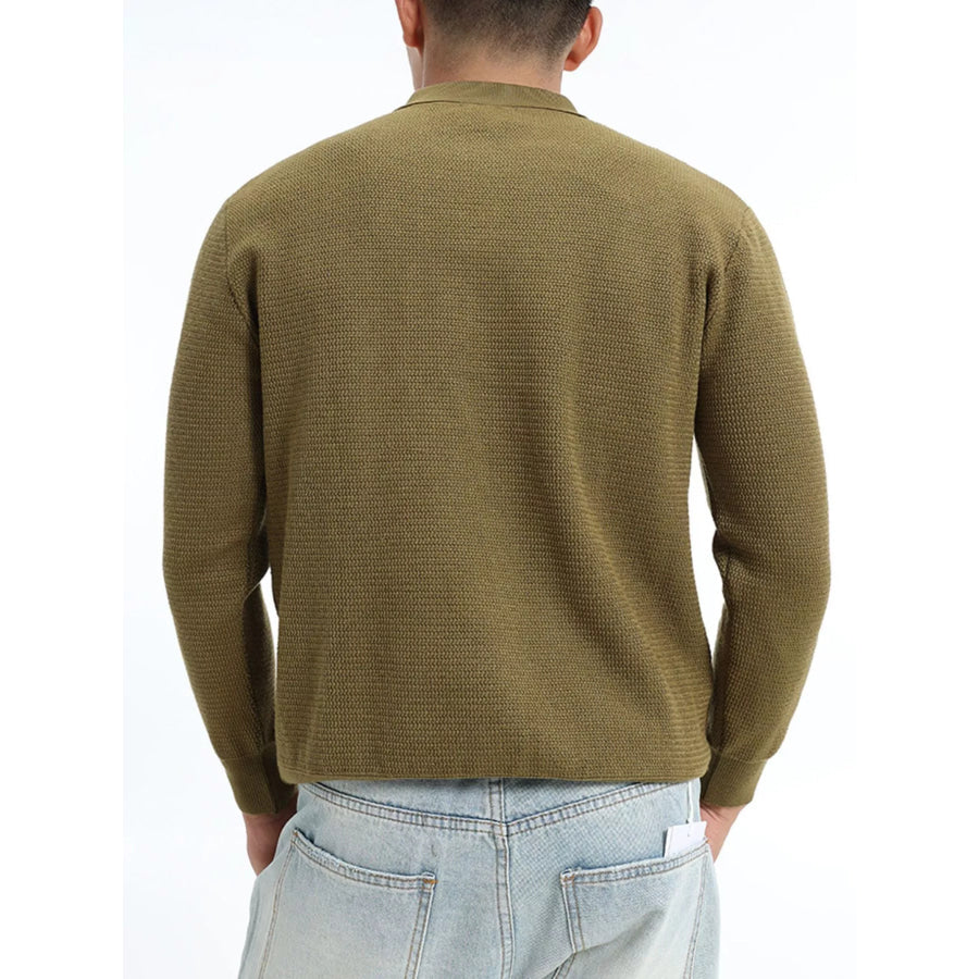 Men’s Plus Size Quarter-Zip Ribbed Knit Top Apparel and Accessories