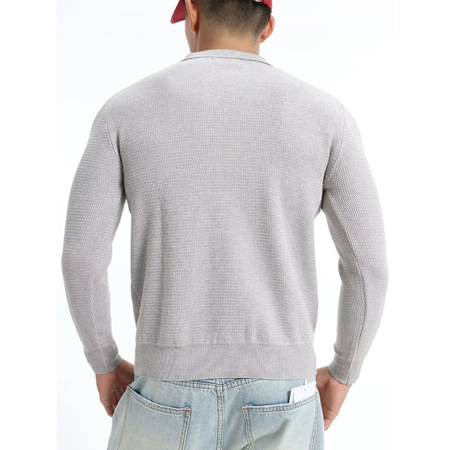 Men’s Plus Size Quarter-Zip Ribbed Knit Top Apparel and Accessories