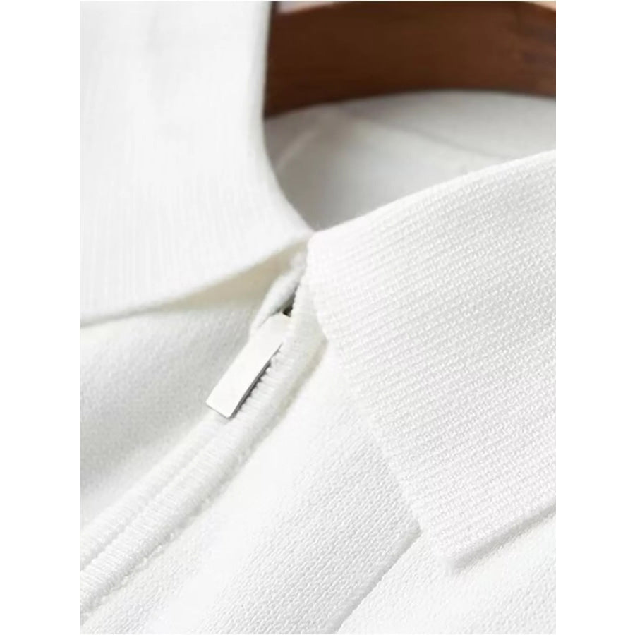 Men’s Plus Size Quarter Zip Short Sleeve Knit Polo Apparel and Accessories