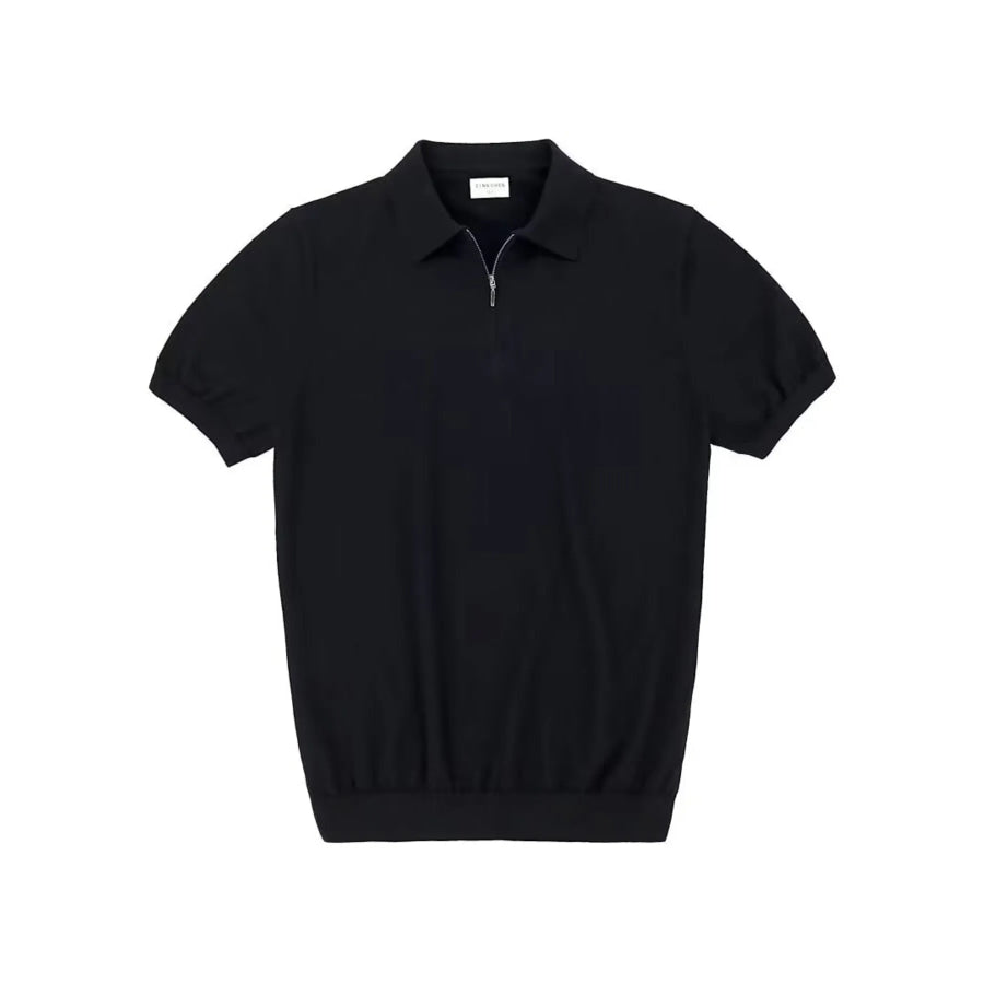 Men’s Plus Size Quarter Zip Short Sleeve Polo Black / M Apparel and Accessories