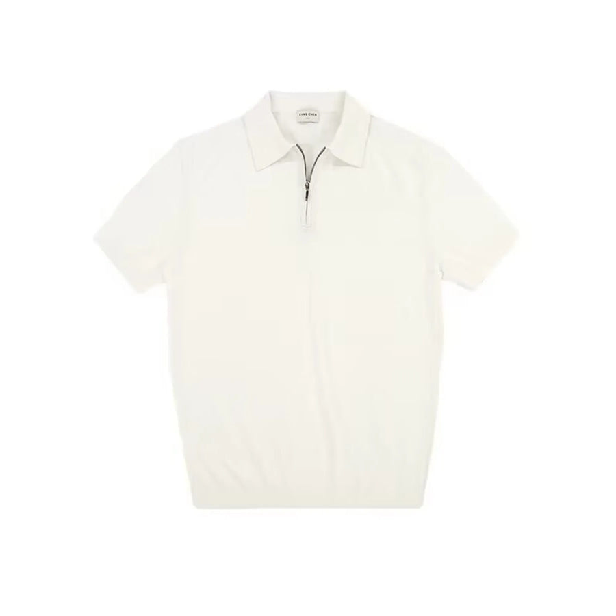 Men’s Plus Size Quarter Zip Short Sleeve Polo White / M Apparel and Accessories