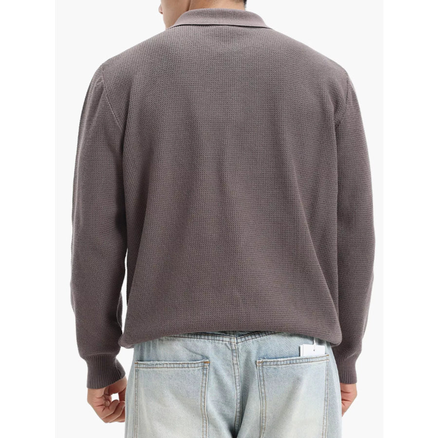 Men’s Plus Size Quarter-Zip Textured Knit Top Apparel and Accessories