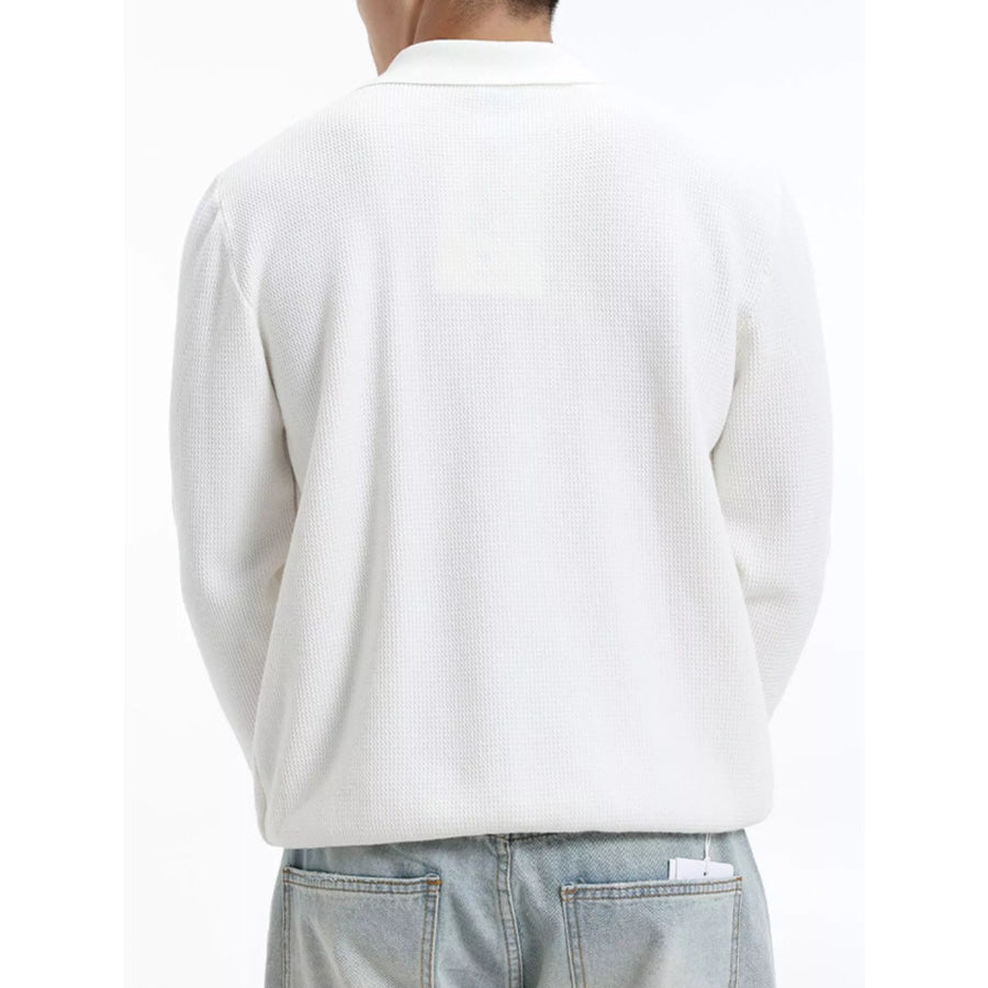 Men’s Plus Size Quarter-Zip Textured Knit Top Apparel and Accessories