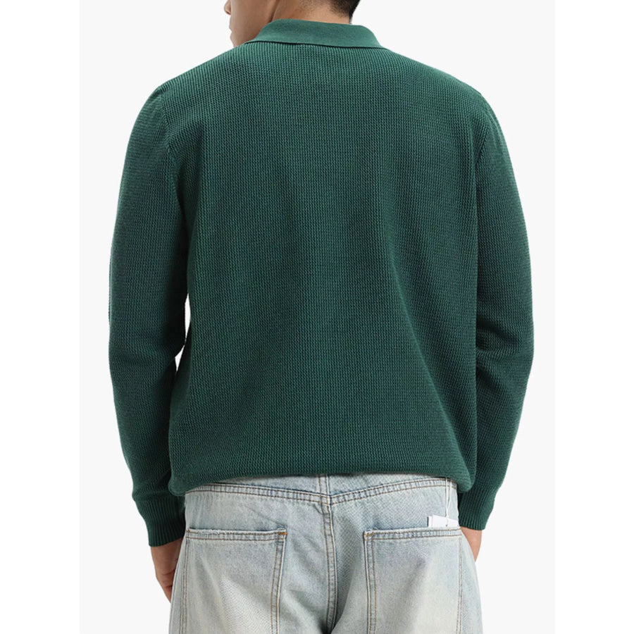 Men’s Plus Size Quarter-Zip Textured Knit Top Apparel and Accessories