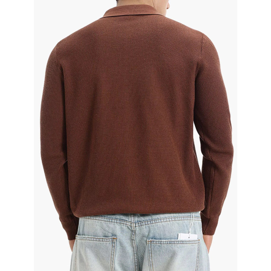 Men’s Plus Size Quarter-Zip Textured Knit Top Apparel and Accessories