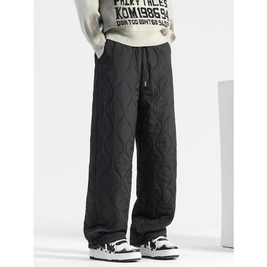 Men’s Plus Size Quilted Loose-Fit Pants Black / M Apparel and Accessories