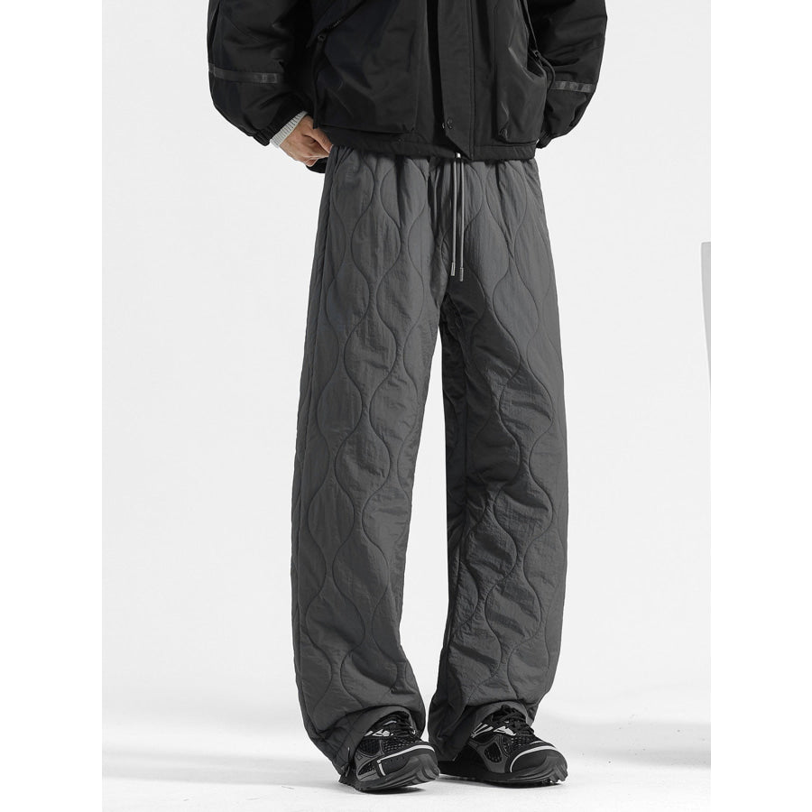 Men’s Plus Size Quilted Loose-Fit Pants Dark Gray / M Apparel and Accessories