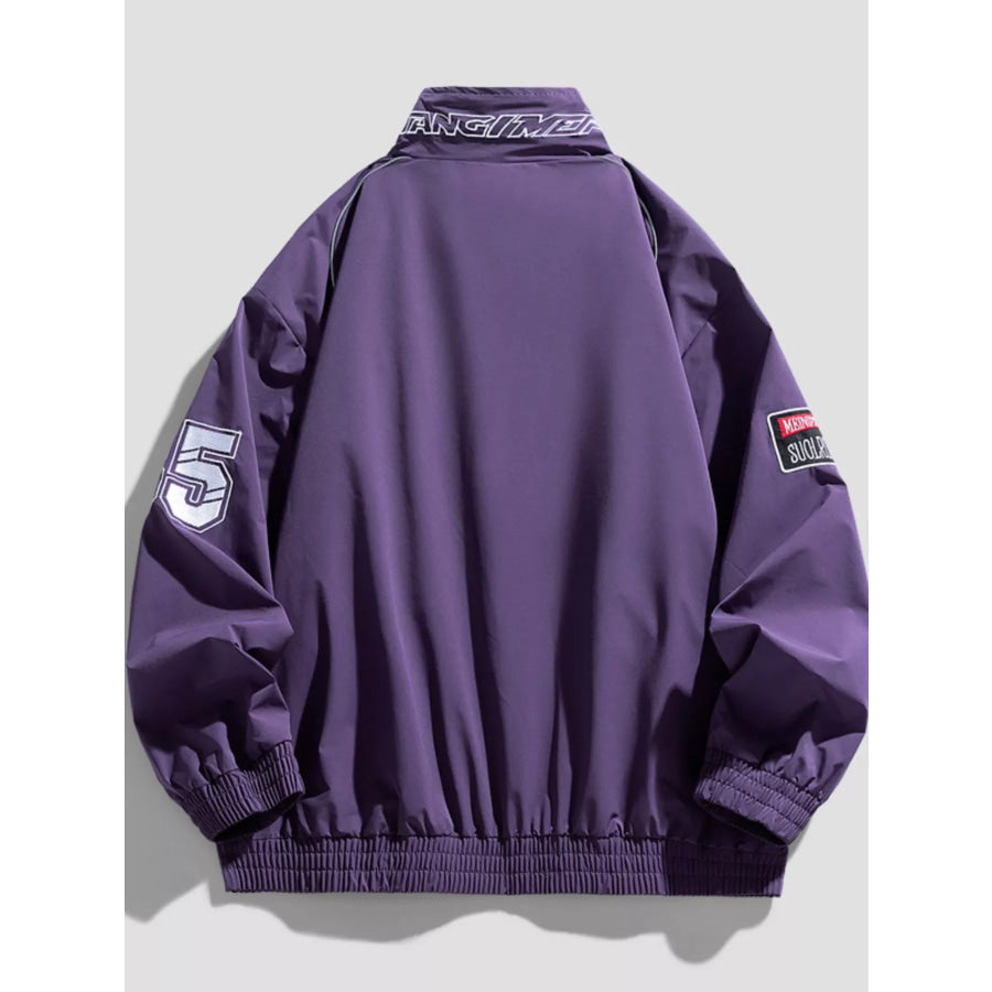 Men’s Plus Size Racing-Inspired Zip Up Jacket Apparel and Accessories