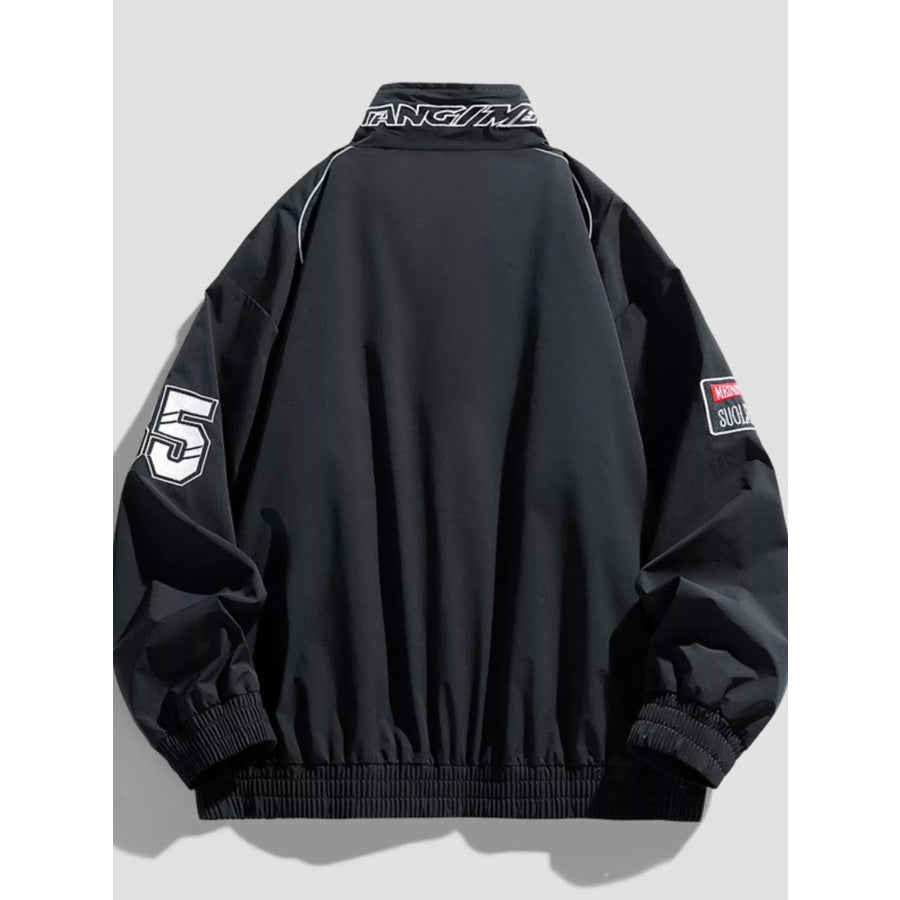 Men’s Plus Size Racing-Inspired Zip Up Jacket Apparel and Accessories