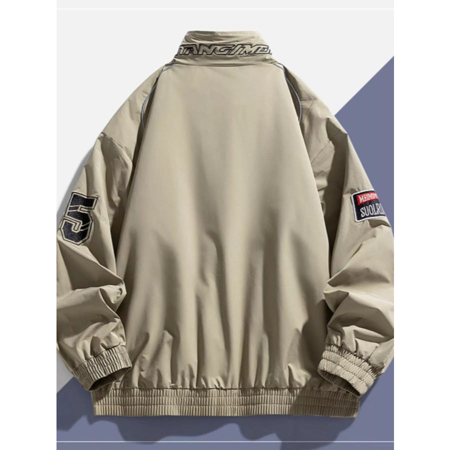 Men’s Plus Size Racing-Inspired Zip Up Jacket Apparel and Accessories