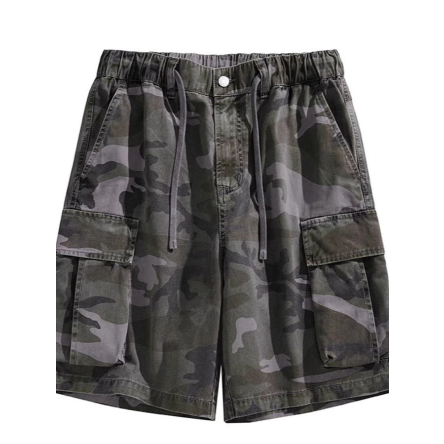 Men’s Plus Size Relaxed Fit Camo Cargo Shorts Dark Gray / M Apparel and Accessories