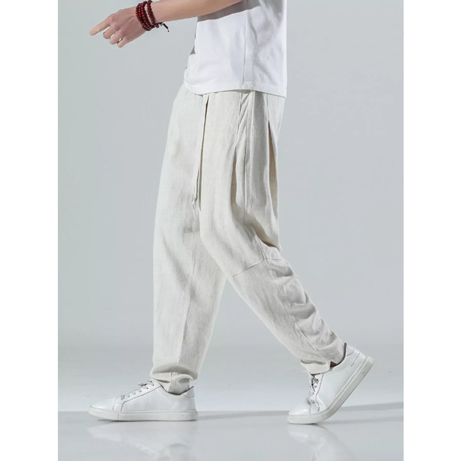 Men’s Plus Size Relaxed Fit Casual Pants Beige White / M Apparel and Accessories