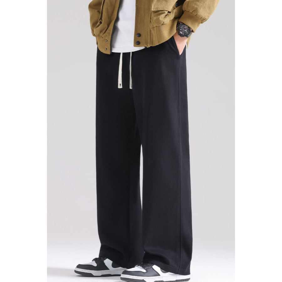 Men’s Plus Size Relaxed Fit Drawstring Pants Black / M Apparel and Accessories