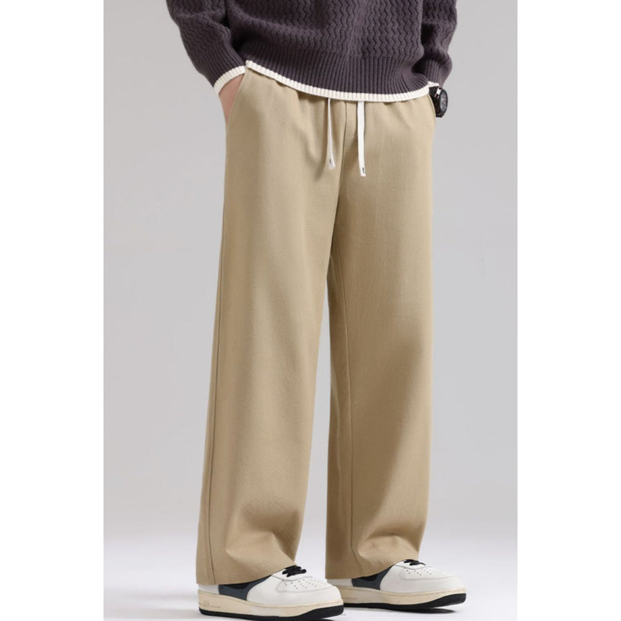 Men’s Plus Size Relaxed Fit Drawstring Pants Khaki / M Apparel and Accessories