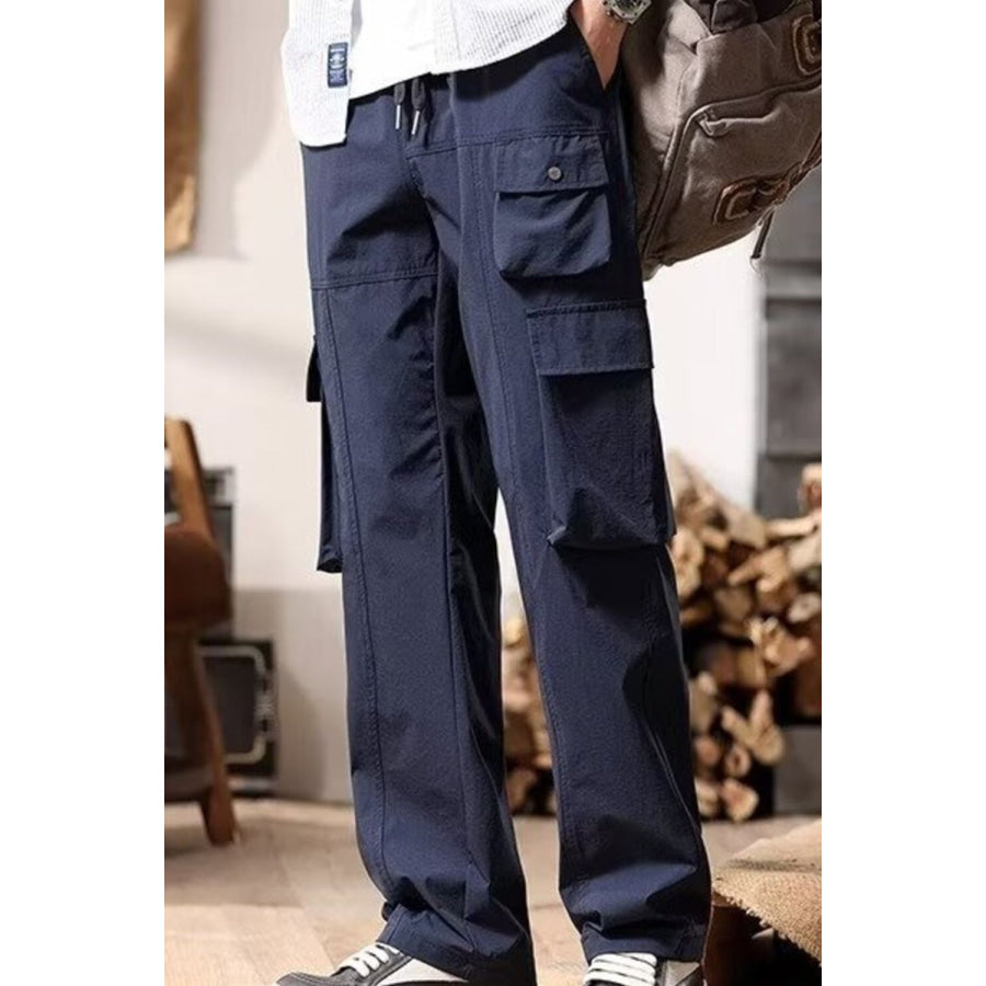 Men’s Plus Size Relaxed Fit Multi-Pocket Cargo Pants Dark Blue / M Apparel and Accessories