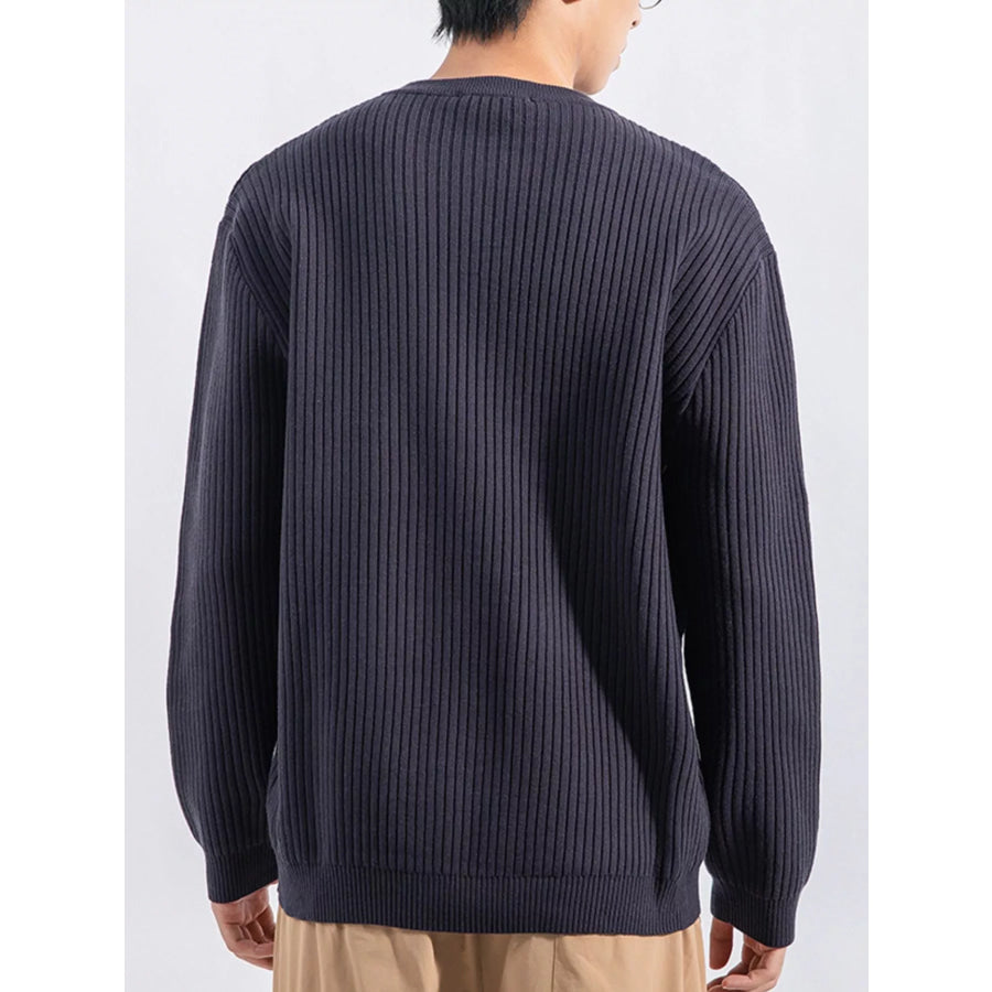 Men’s Plus Size Ribbed Button Detail Knit Top Apparel and Accessories