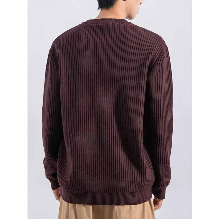 Men’s Plus Size Ribbed Button Detail Knit Top Apparel and Accessories