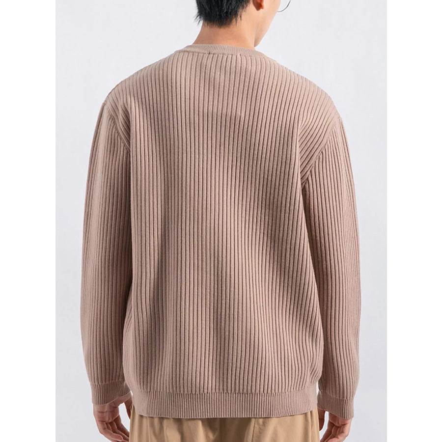 Men’s Plus Size Ribbed Button Detail Knit Top Apparel and Accessories