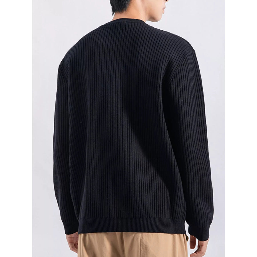 Men’s Plus Size Ribbed Button Detail Knit Top Apparel and Accessories