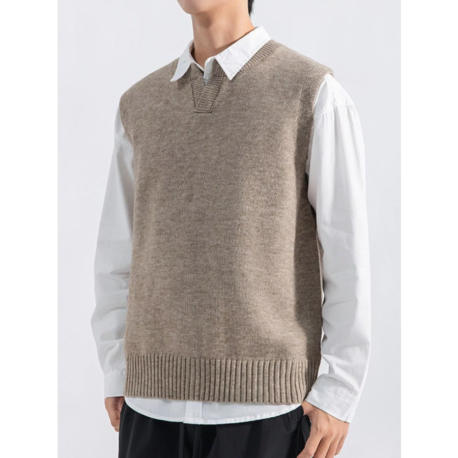 Men’s Plus Size Ribbed Hem Sweater Vest Apparel and Accessories
