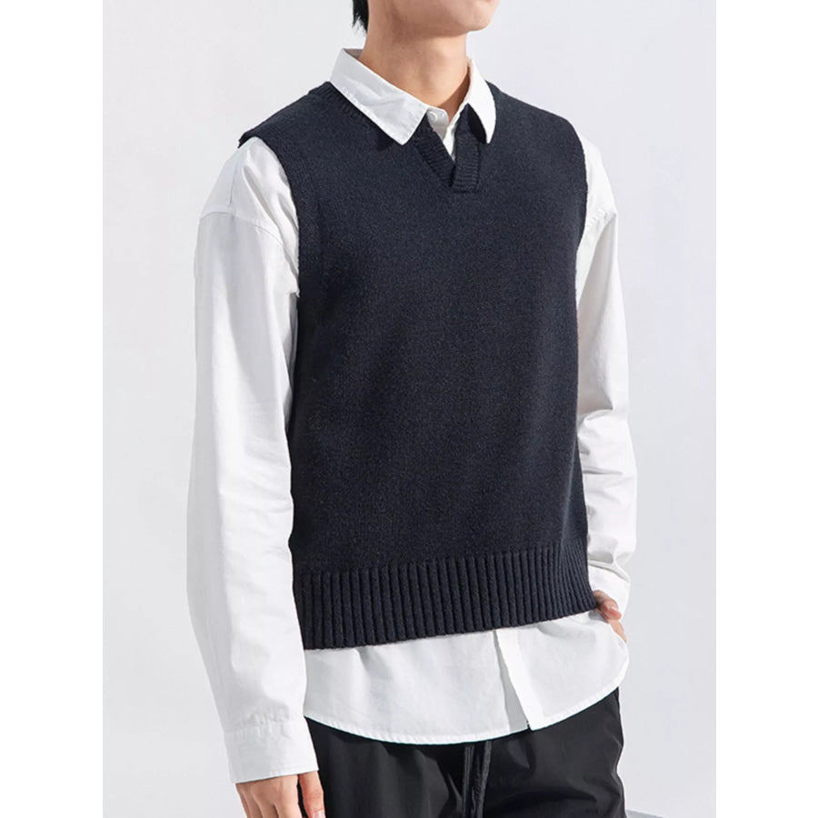 Men’s Plus Size Ribbed Hem Sweater Vest Apparel and Accessories
