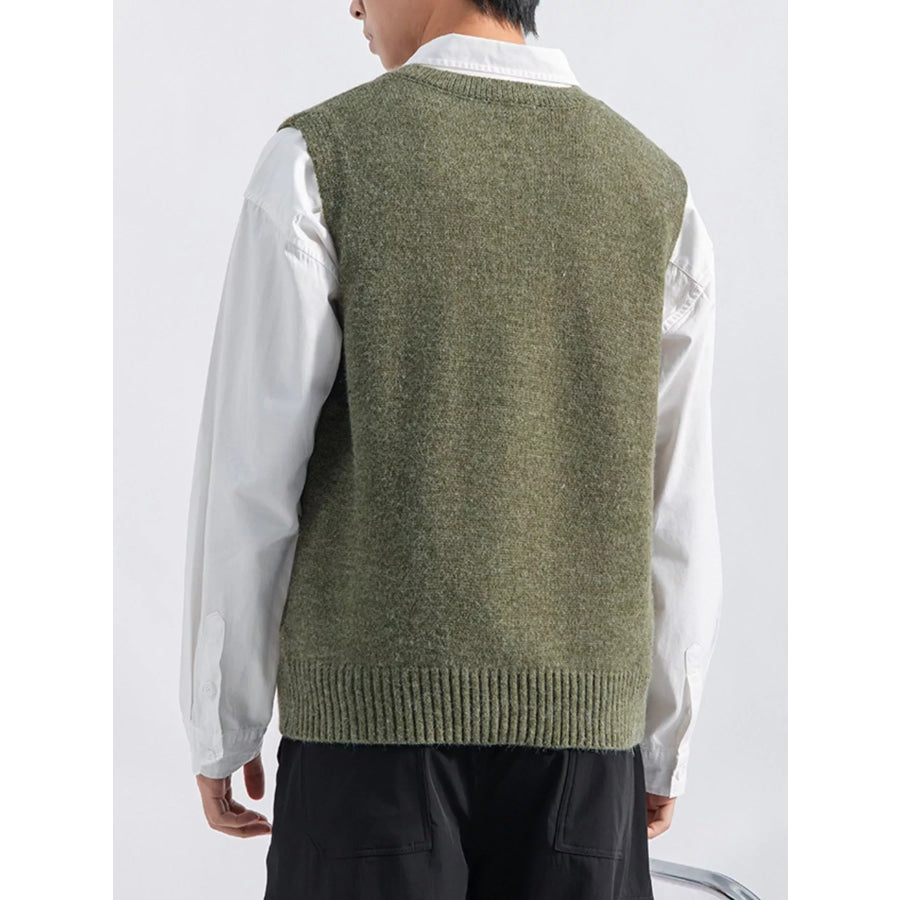 Men’s Plus Size Ribbed Hem Sweater Vest Apparel and Accessories