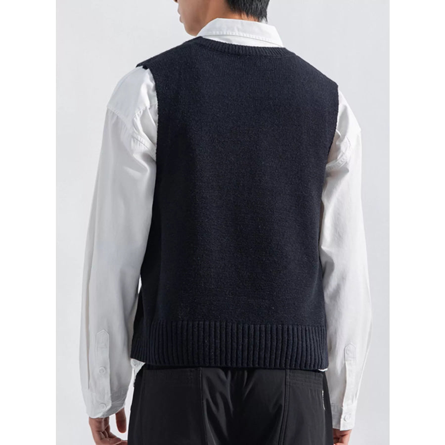 Men’s Plus Size Ribbed Hem Sweater Vest Apparel and Accessories