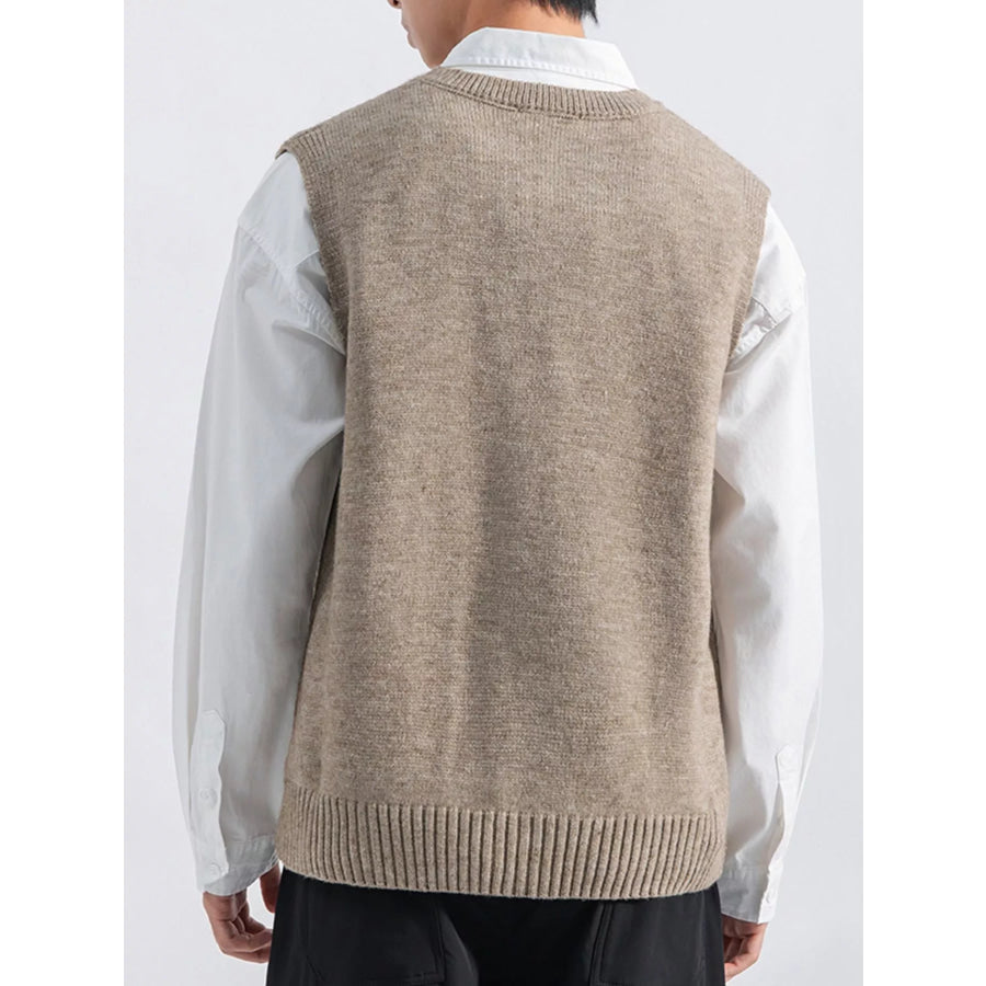 Men’s Plus Size Ribbed Hem Sweater Vest Apparel and Accessories