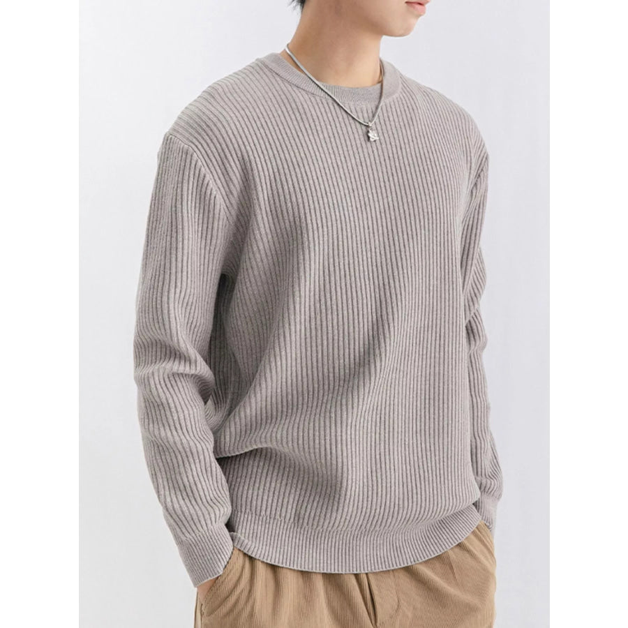 Men’s Plus Size Ribbed Knit Crew Neck Sweater Apparel and Accessories
