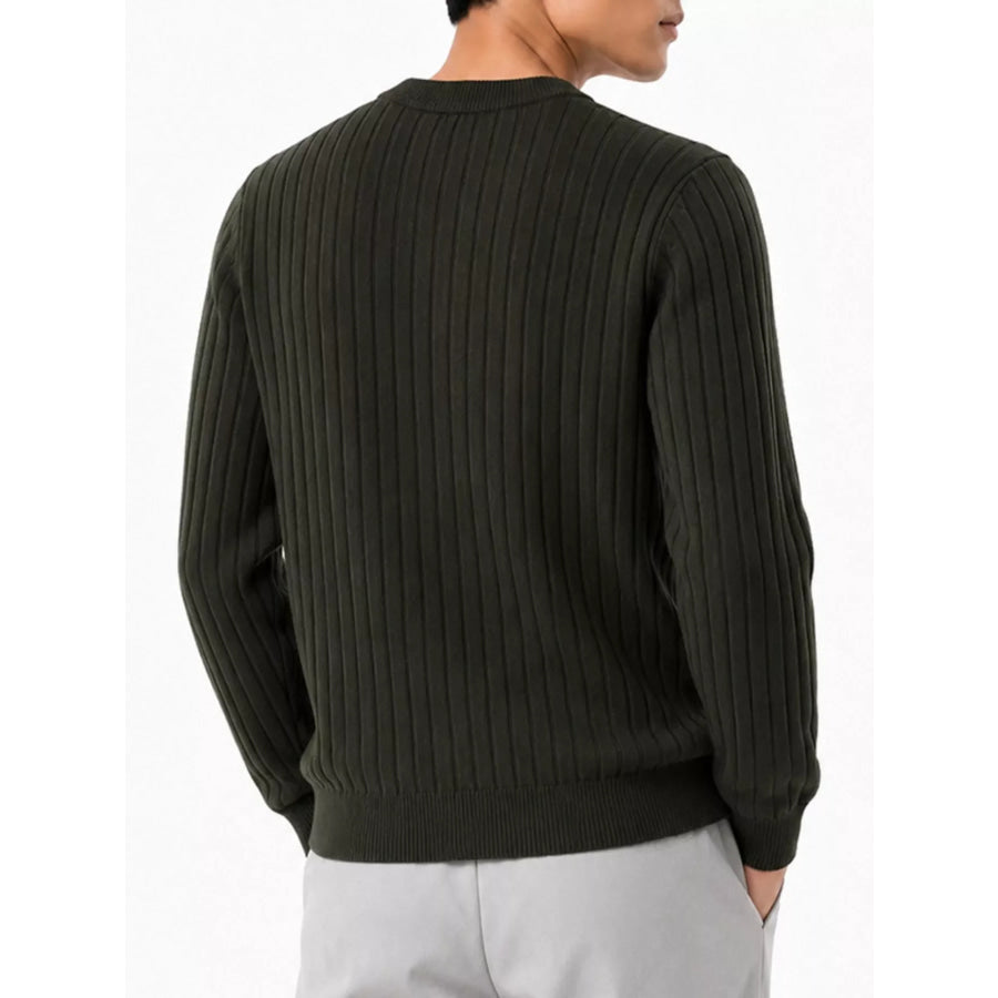 Men’s Plus Size Ribbed Knit Crew Neck Sweater Apparel and Accessories