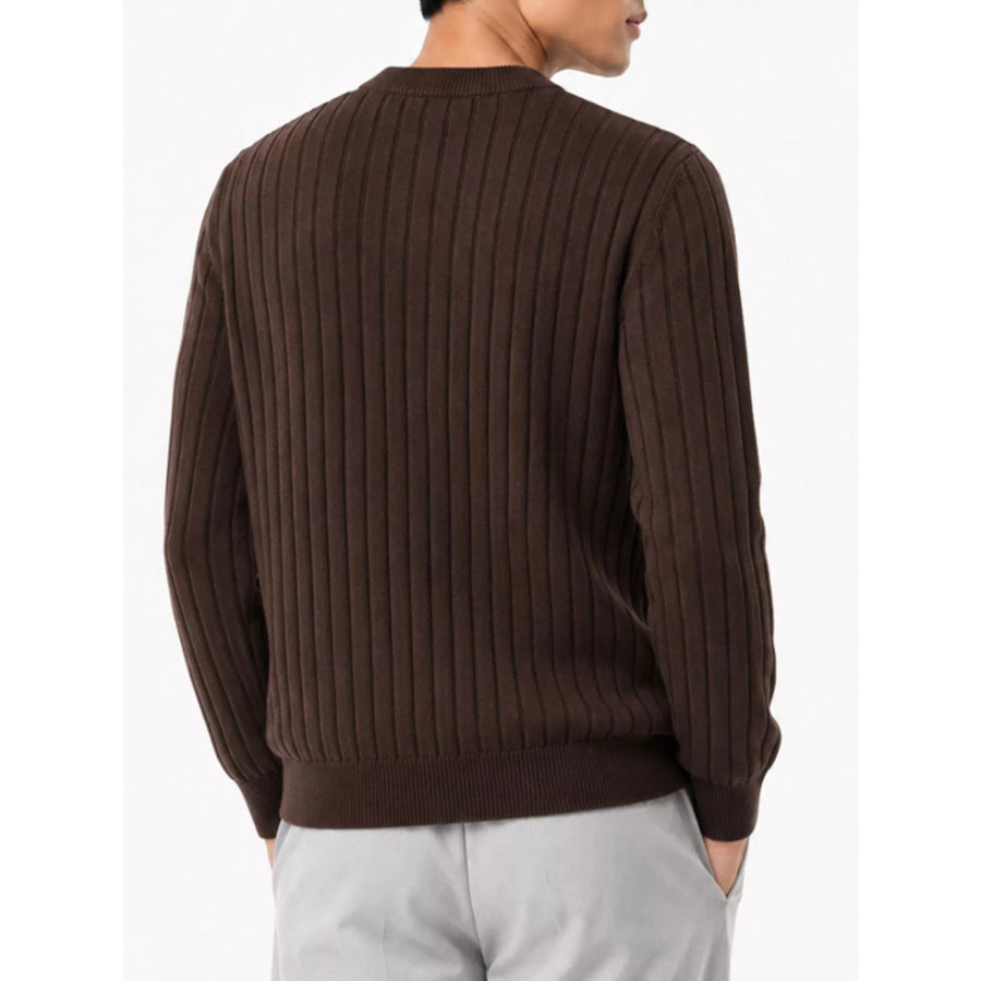 Men’s Plus Size Ribbed Knit Crew Neck Sweater Apparel and Accessories