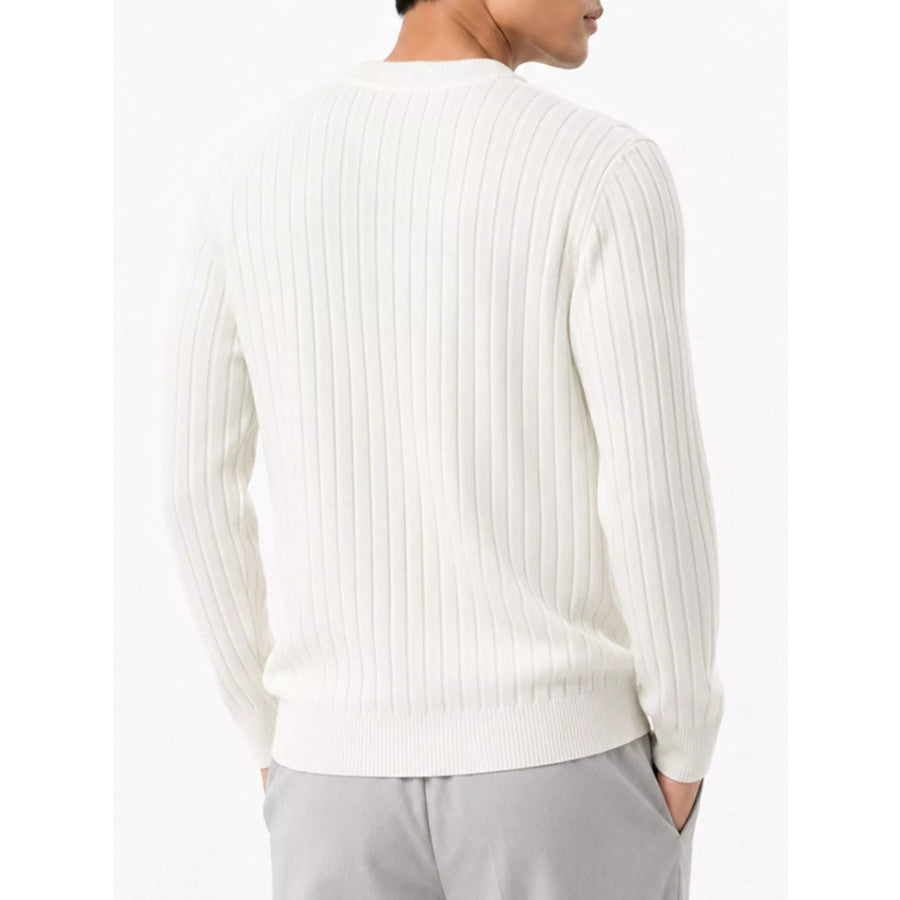 Men’s Plus Size Ribbed Knit Crew Neck Sweater Apparel and Accessories