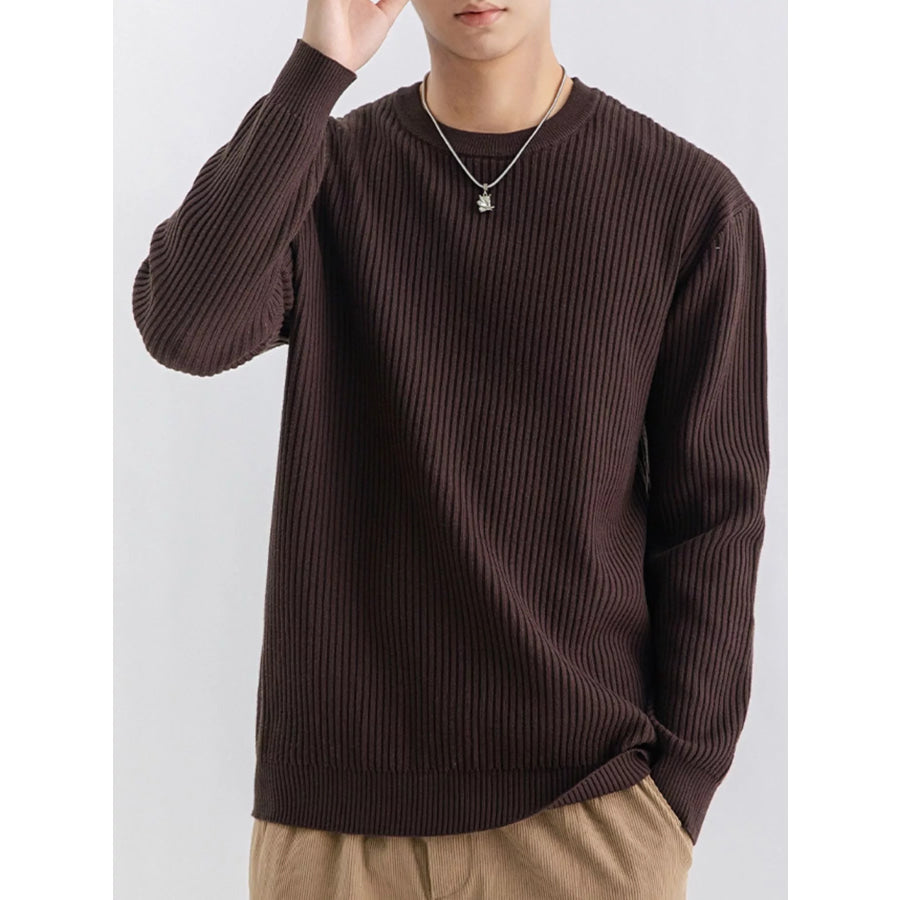 Men’s Plus Size Ribbed Knit Crew Neck Sweater Apparel and Accessories