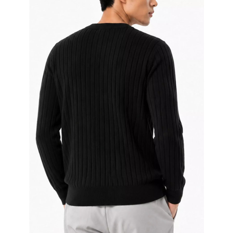 Men’s Plus Size Ribbed Knit Crew Neck Sweater Apparel and Accessories