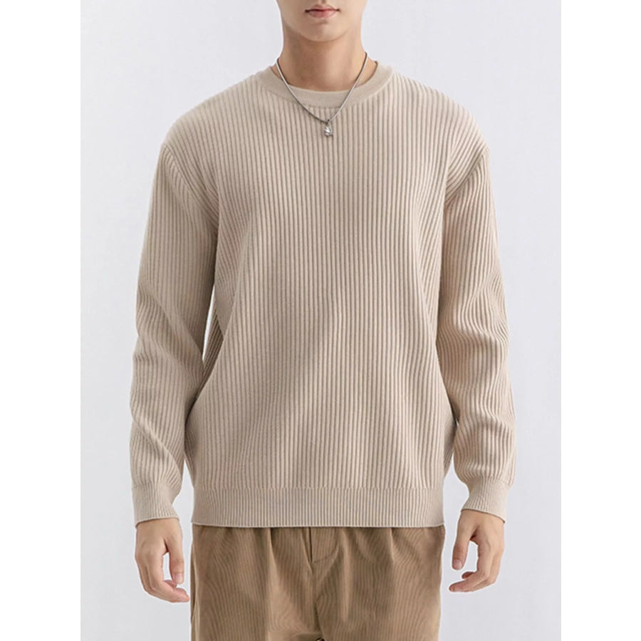 Men’s Plus Size Ribbed Knit Crew Neck Sweater Apparel and Accessories