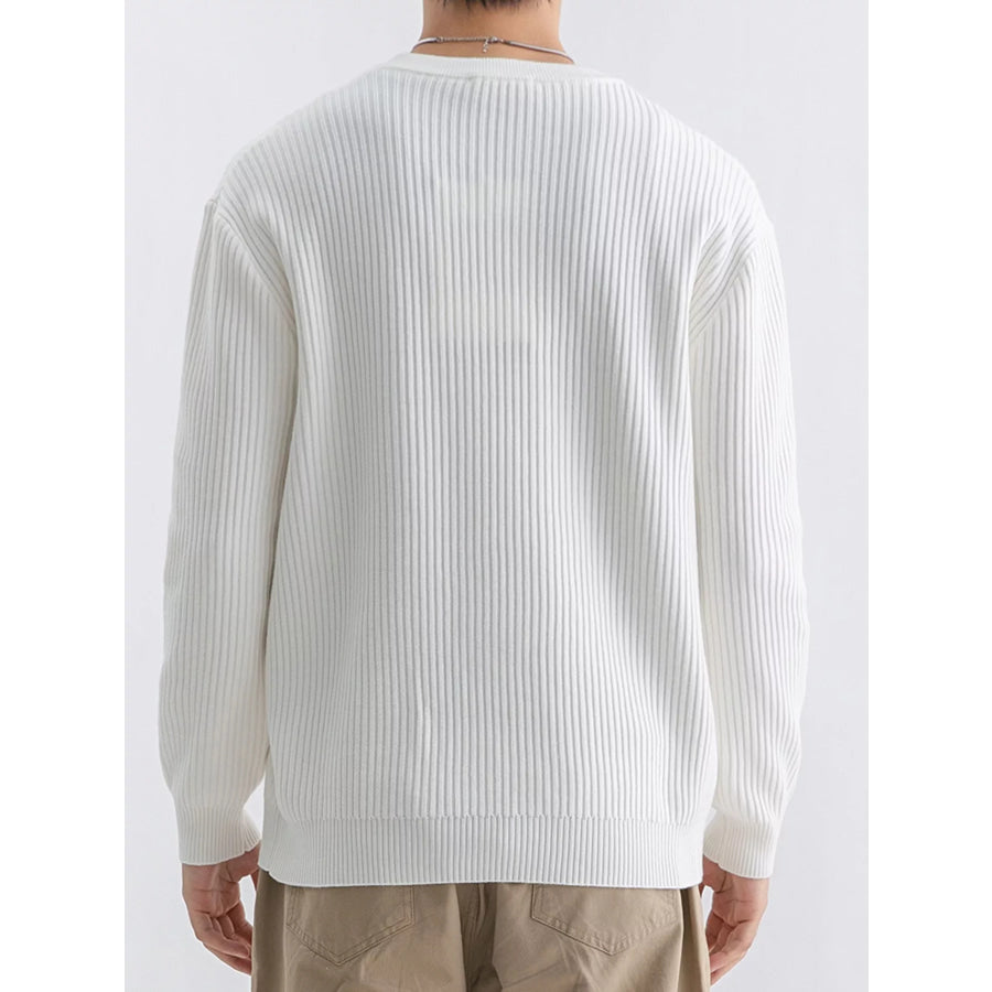 Men’s Plus Size Ribbed Knit Crew Neck Sweater Apparel and Accessories