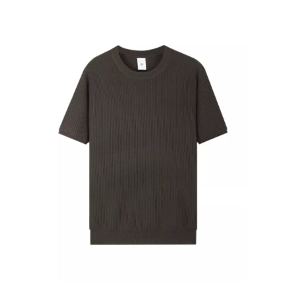 Men’s Plus Size Ribbed Knit Relaxed Fit T-Shirt Army Green / M Apparel and Accessories