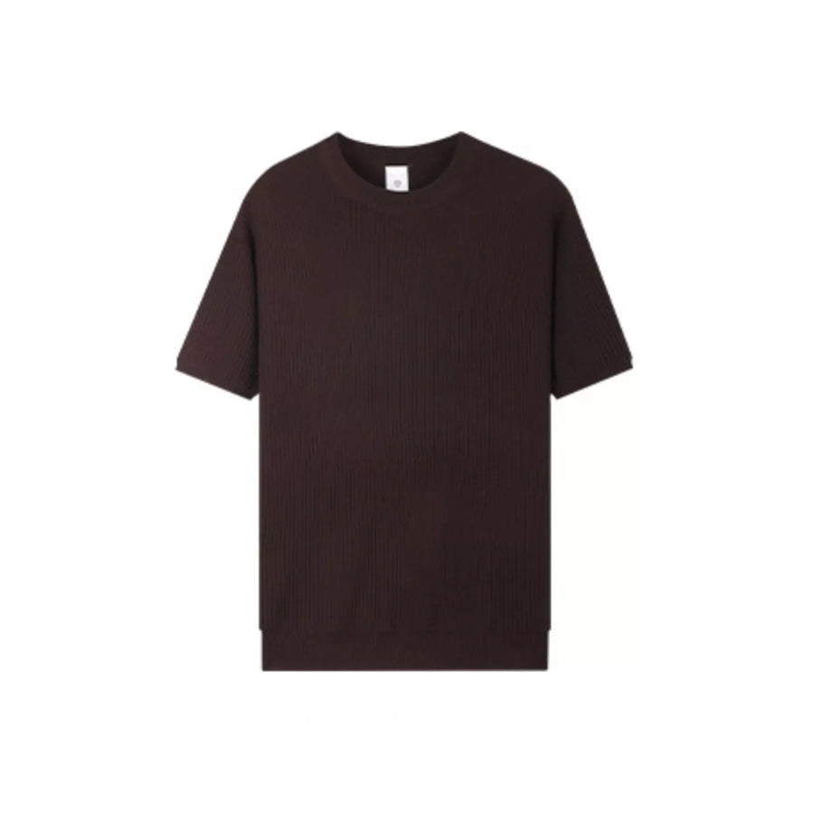Men’s Plus Size Ribbed Knit Relaxed Fit T-Shirt Dark Brown / M Apparel and Accessories