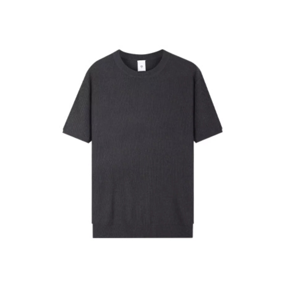 Men’s Plus Size Ribbed Knit Relaxed Fit T-Shirt Dark Gray / M Apparel and Accessories