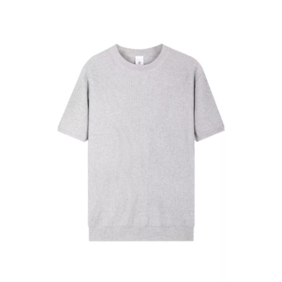 Men’s Plus Size Ribbed Knit Relaxed Fit T-Shirt Light Gray / M Apparel and Accessories